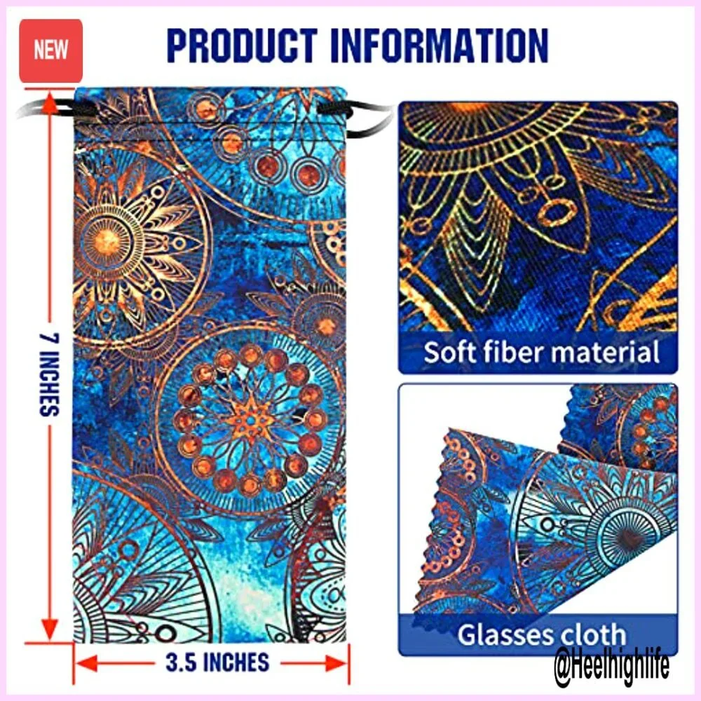Soft Microfiber Glasses Case with Drawstring Closure and Cleaning Cloth